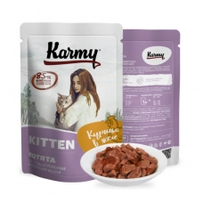 Karmy Kitten влажный корм для котят, беременных и кормящих кошек, Курица в желе 80 г